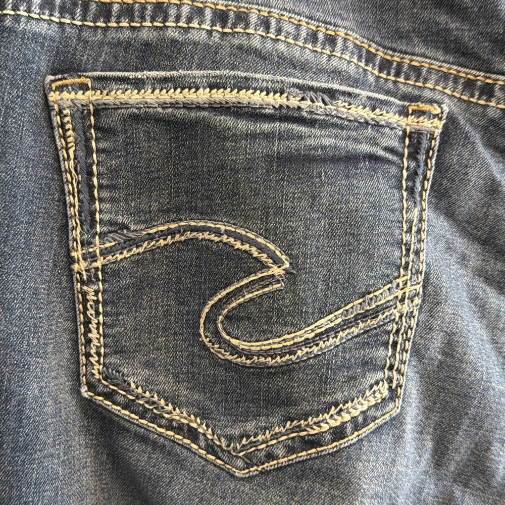 Silver Jeans Womens W34 L29 (act 34X30) Boyfriend Stretch Distressed Dark Wash - Picture 6 of 16